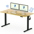 thumbnail image 3 of FitStand 55"x28" Home Office Height Adjustable Standing Desk with Hooks, Ergonomic Electric 2-Stage Stand Up Computer Desk, Black and Maple, 3 of 9