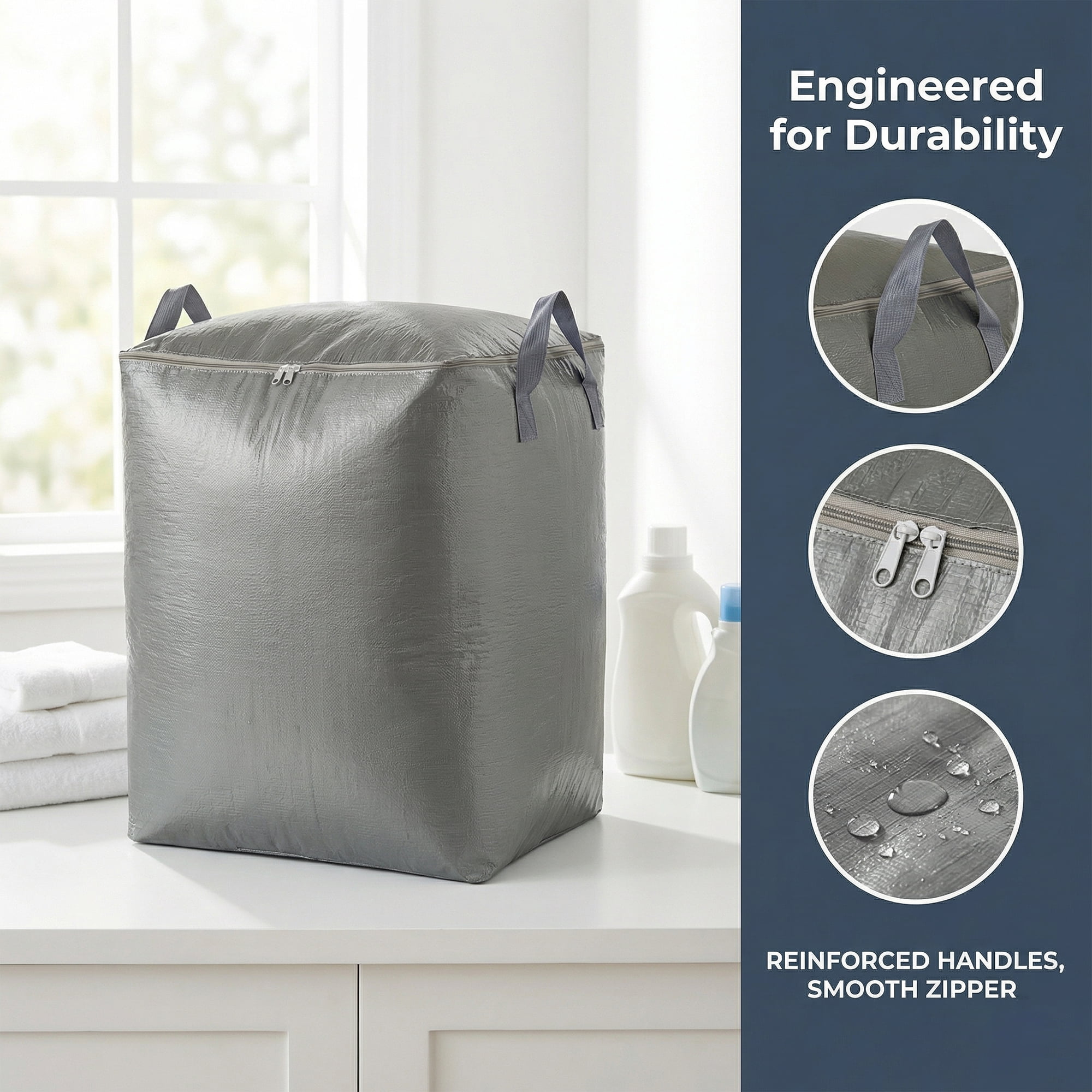 Unique Bargains Clothes Storage Bag with Handles Grey 23.6"x19.7"x31.5"