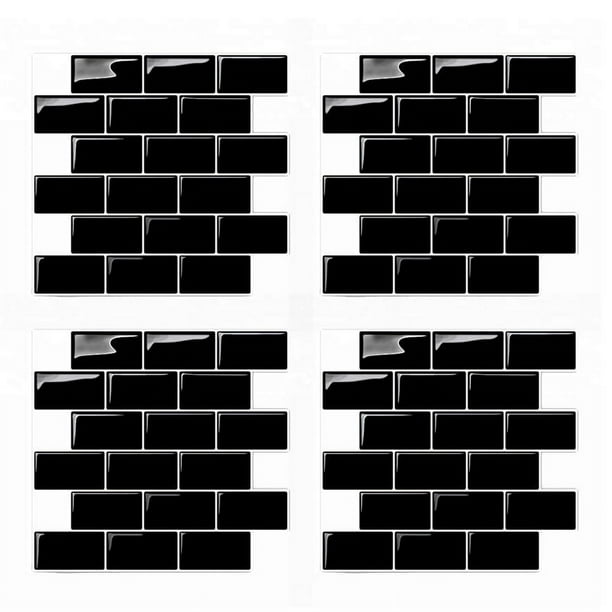 4X Pegatinas de Pared 3D Ladrillo Papel Pintado Azulejo para Cocina Baño Protector Contra Salpicaduras Tía-Loseta Decoración del Hogar 30X30cm
