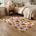 thumbnail image 2 of ODIKA 5'x7' Washable Area Rug Boho Vintage Butterfly Sunflower Motifs Bedside Vinyl Orange Refined Structured for Dining Room, Under Table, Home Office, Non-Slip Chair-Friendly, 2 of 7