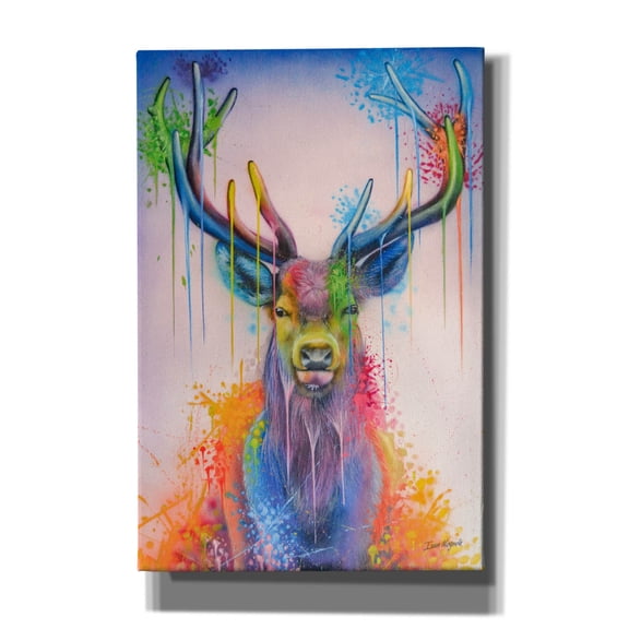 Epic Graffiti 'Deer Splash Colors' by Ivan Negrete, Canvas Wall Art, 12"x18"
