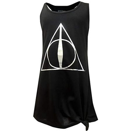 HARRY POTTER Girls' Big Deathly Hallows Hermione' Pajama Nightgown, Black 7/8