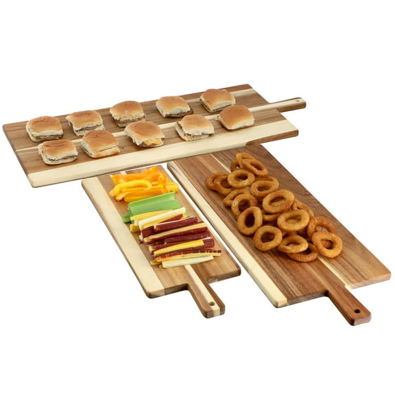 Elama 3 Piece Acacia Wood Charcuterie Cheese Board Set with Handles