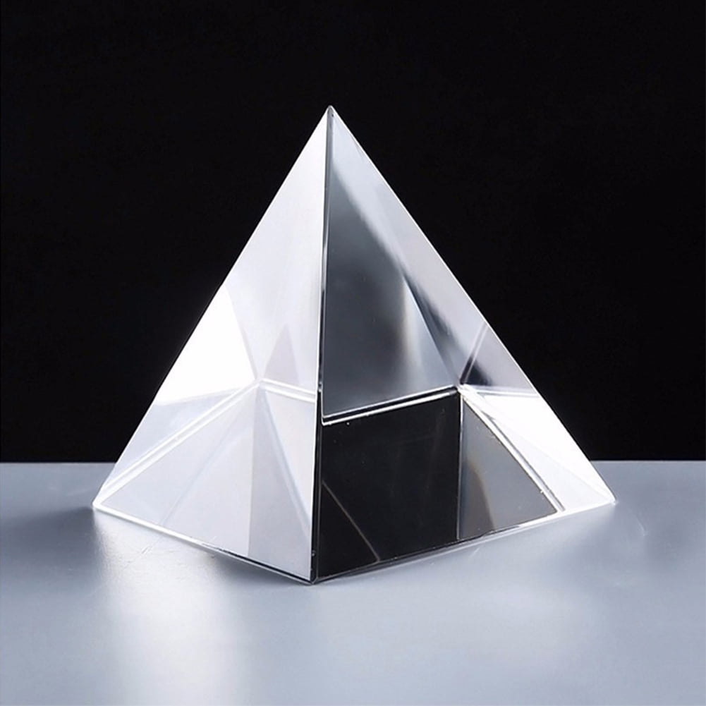 100MM / 4 OwnMy Crystal Clear Pyramid Glass Paperweight Pyramid Desk Ornament Suncatcher with Gift Box for Photography and Meditation Healing 
