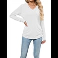 thumbnail image 1 of Camisetas de Mujer con Cuello en V, Larga, Informales, Básicas, Lisas y Suaves XL, 1 of 10