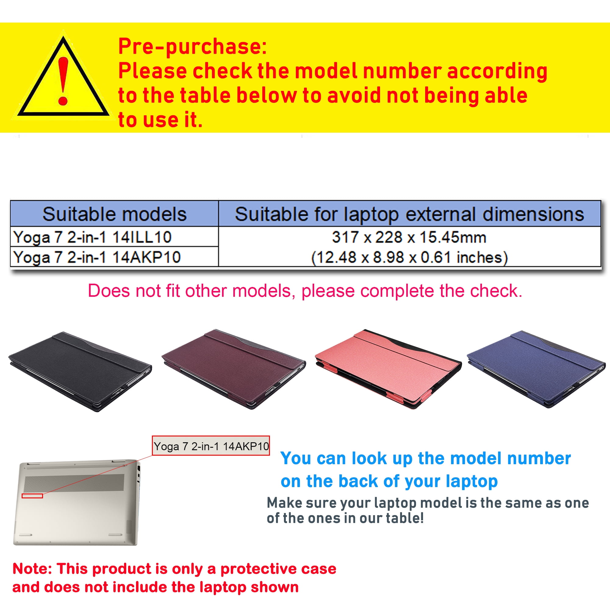 Laptop Case Cover for Lenovo Yoga 7 2-in-1 14ILL10/14AKP10 Notebook PC Sleeve[not for other models],PU leather Protective Shell Bag Accessories