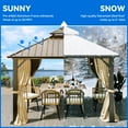 thumbnail image 5 of Dextrus 10x10ft Hardtop Gazebo with Nettings and Curtains, Heavy Duty Double Roof Galvanized Steel Outdoor Combined of Horizontal Vertical Stripes Roof for Patio, Backyard, Deck, Lawn (Bronze), 5 of 5