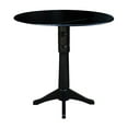 thumbnail image 5 of 42" Round Solid Wood Black Dual Drop Leaf Pedestal Counter Height Table by International Concepts, 5 of 18