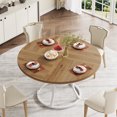 thumbnail image 5 of Condemo Round Dining Table for 4–6, 47" Wooden Dining Room Table with Storage Shelf, Light Brown & White, 5 of 7