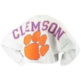 thumbnail image 3 of Women's White Clemson Tigers Raw Hem Cropped Spirit Jersey Long Sleeve T-Shirt, 3 of 4