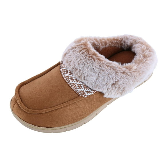 Isotoner  Recycled Microsuede and Fur Hoodback Slipper (Women's)