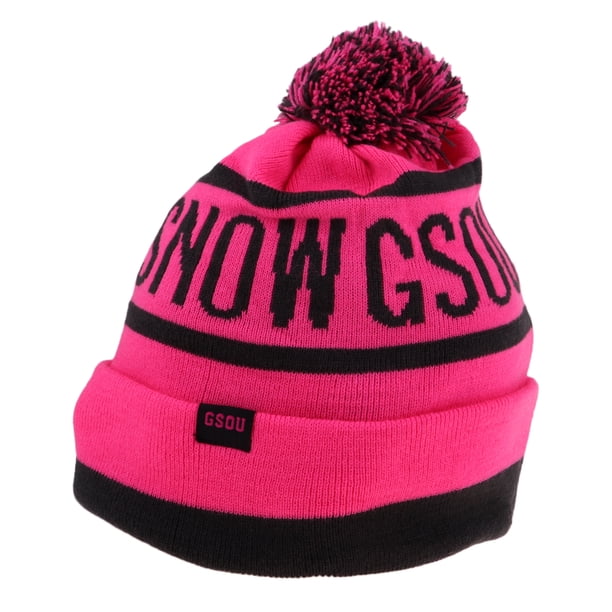 Mujeres Hombres Deportes al aire libre Pom Knit Baggy Beanie Hat Snowboard Winter Warm Ski Rosa roja Macarena Gorro de esquí