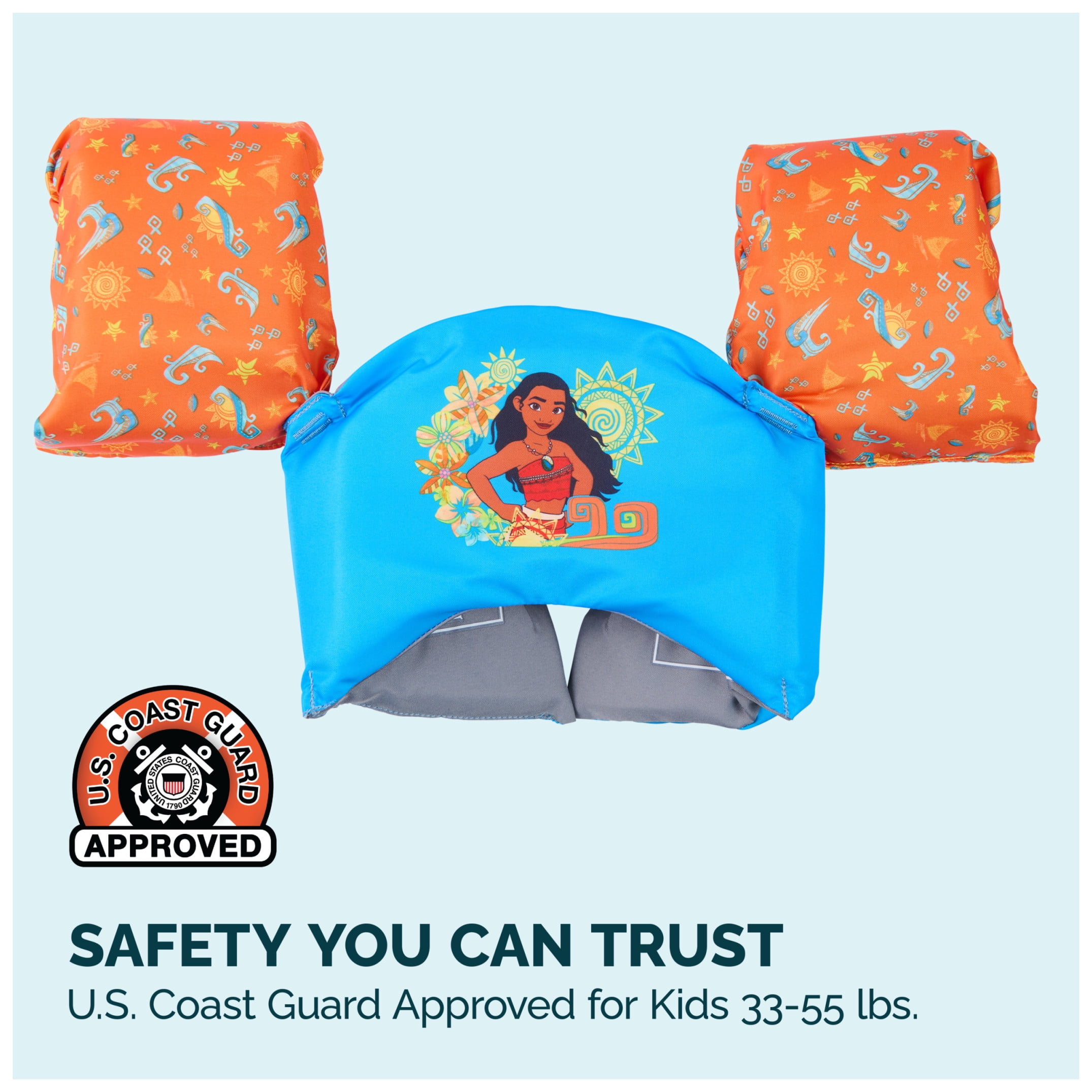 SwimWays Disney Moana Swim Trainer, USCG Approved Training Life Vest for Kids 33-55 lbs