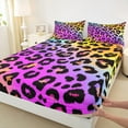 thumbnail image 3 of Manfei Pink Leopard Print Twin Sheet Sets for Girls, Rainbow Gradient Twin Fitted Sheet, Cheetah Print Flat Sheet, Super Cozy Room Decor 3pcs, 3 of 7