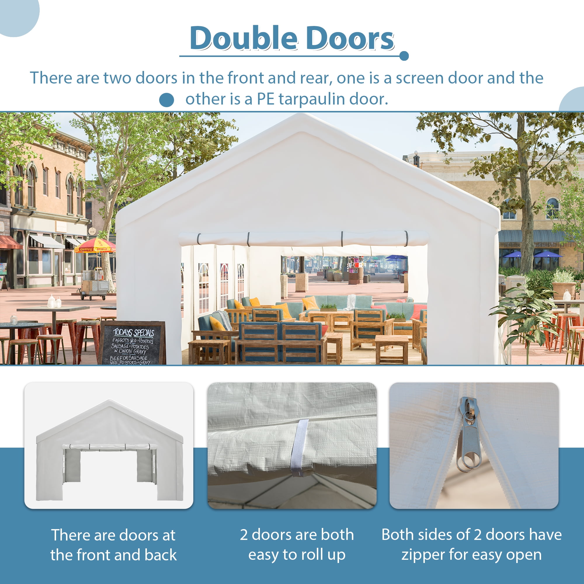 LZBEITEM 16' x 32' Large Heavy Duty Outdoor Canopy Party Tent & Carport, Heavy Duty Outdoor Wedding Gazebo, Event Shelter Canopy for Outdoor Event, Wedding, Birthday Party, White