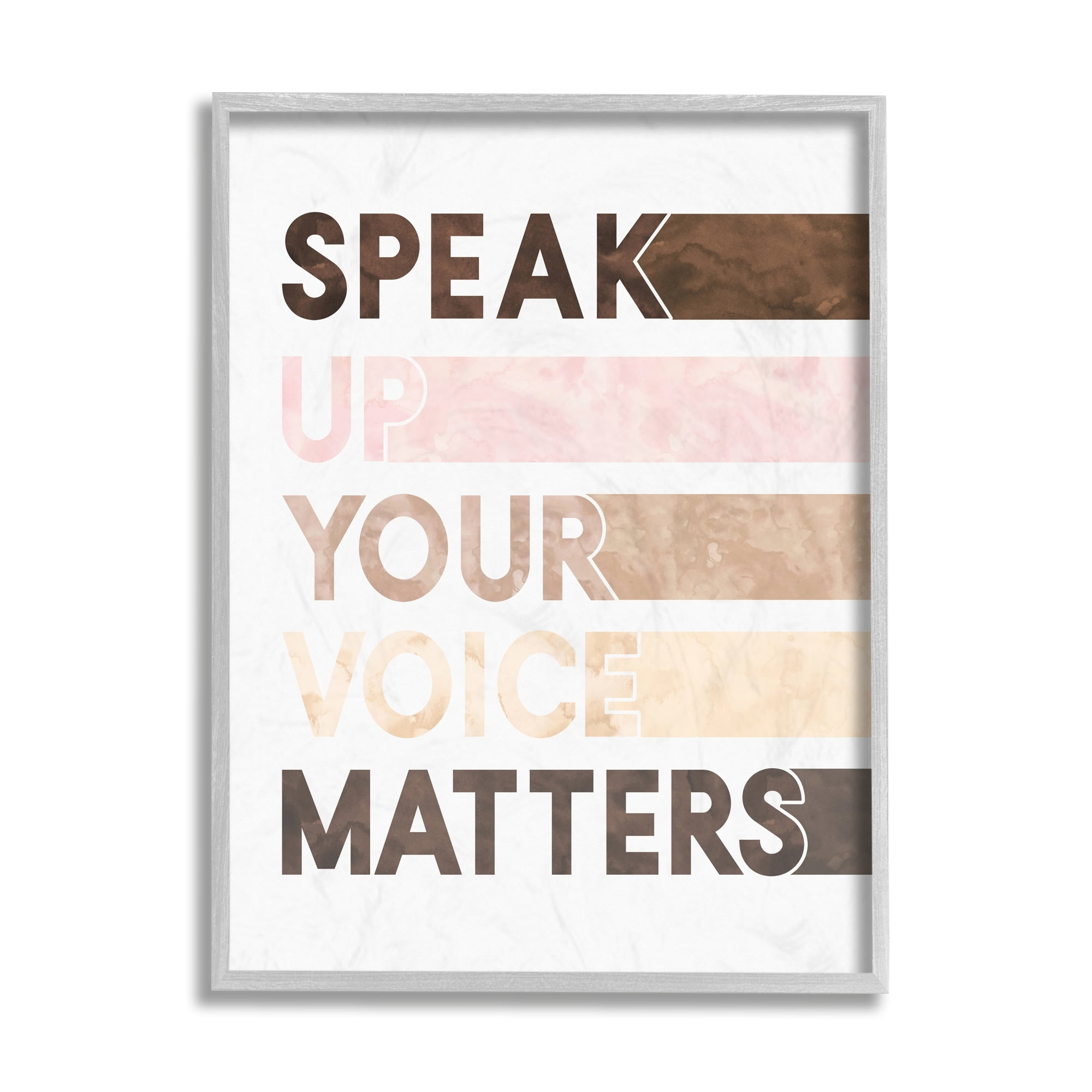 Stupell Industries Your Voice Matters Phrase Equality Inspirational Typography Painting Gray Framed Art Print Wall Art, 11 x 14