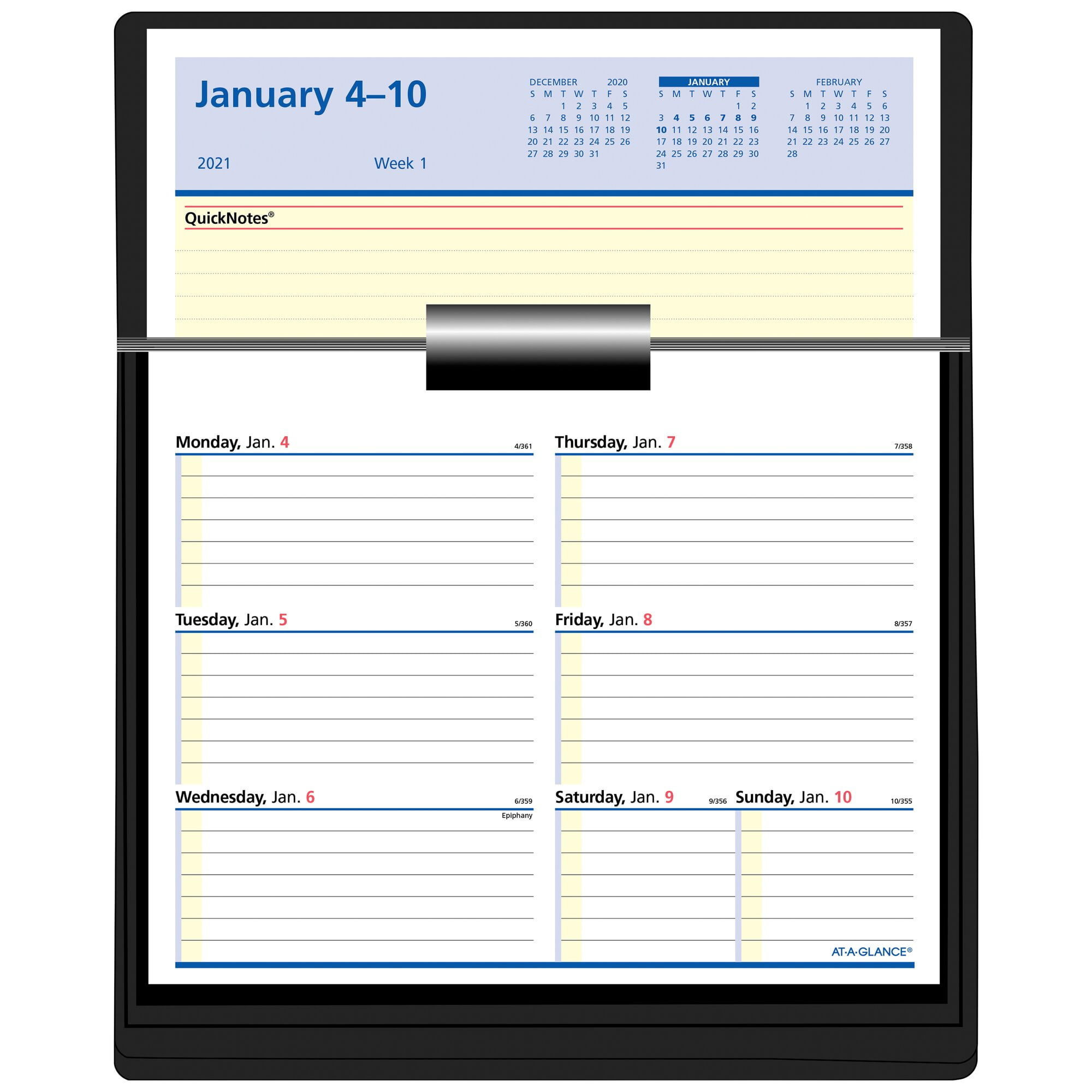 ATAGLANCE Flipaweek Desk Calendar Refill with Quicknotes, 7" x 6