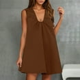 thumbnail image 1 of Weiqiqre Robe Athlétique pour Femmes Été Mini Robe d'Été à Col en V Fluide en Coton Courte avec Poches, 1 of 9