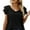 Black, variant on Womens Casual Tops Cute Ruffle Short Sleeves V Neck T-Shirts Solid Color Fashion Loose Tunic Top