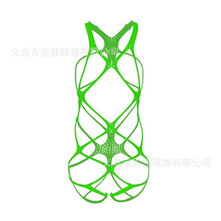 Generic Sexy Cutout Romper Mesh Stockings Jacquard Mesh Bodysuit Sexy Lingerie W258