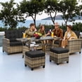 thumbnail image 2 of Melocadol 6 Piece Patio Sectional Set, Outdoor Conversation Furniture Set with 2 Sofas, 2 Ottoman, Table, Perfect for Patio, Deck or Poolside, Natural Wicker and Black Cushions, 2 of 7