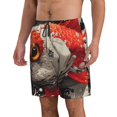 thumbnail image 2 of Balery Abstract Red Koi Fish Art Traje de Baño Estilo Hawaiano para Hombre, Shorts de Secado Rápido con Bolsillos-3X-Large, 2 of 6