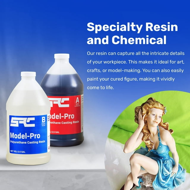 Résine et Produits Chimiques Modèle-Pro (Kit de 1 Gallon) Résine de Coulée en Polyuréthane en 2 Parties Résine Faible Viscosité et Sans Odeur pour Modèles de Coulée, Prototypes, Figurines et Autres Projets d'Art en Résine