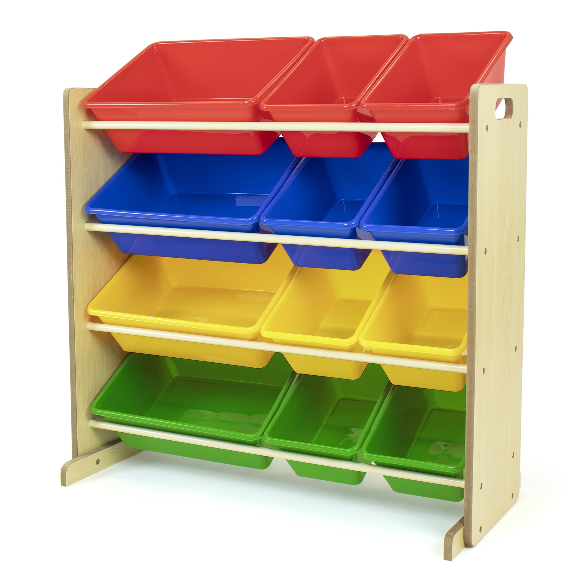 4 Bin Tier Shelf Black w/Stripes Kid Toy Organizer Storage Drawer Furniture