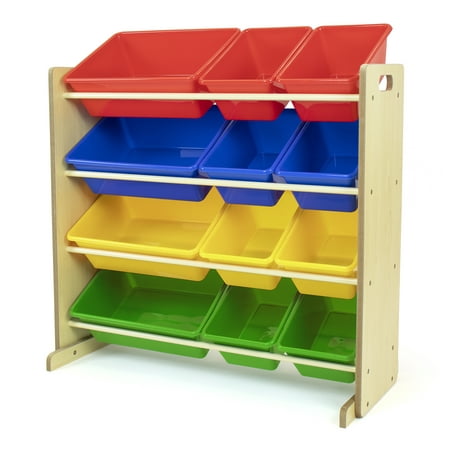 

Children Wood and Plastic Toy Storage Racks with 12 Bins Multi-Color
