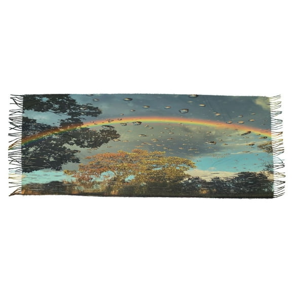BZSMCE Women Scarf Rainbow Simple Pattern Soft Warm Long Large Scarves