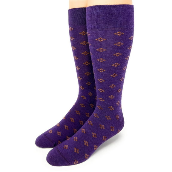 Warrior Alpaca - Baby Alpaca Diamond District Boardroom Socks (Purple/Orange, Large)