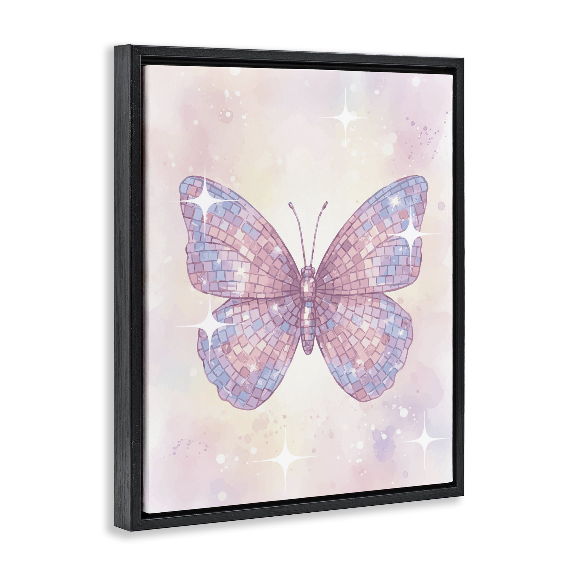 Stupell Industries Delicate Disco Butterfly Black Framed Floater Canvas Wall Art, design by Lil' Rue