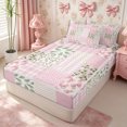 thumbnail image 3 of Manfei Cute Floral Bow Zipper Twin Comforter Sets with Fitted Sheet and 2 Pillowcases,Checkered Leopard Print Zipper Bedding Set,Reversible, 3 of 7