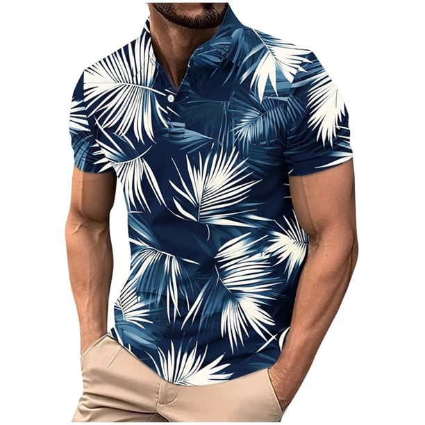 Mens Manga Corta Botón Abajo Camisas con Bolsillo Pulover Botón de Impresión de la Camisa de Solapa de Poliéster Cuello de Vuelta, Blusa Casual para Hombres