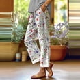 thumbnail image 2 of ibiyuan Boho Pants for Women High Waisted Women's Palazzo Pants Breathable Linen Trousers for Women Drawstring Cotton Lounge Pants Women Summer 2026 Flowy Clothes, 2 of 5