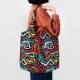 thumbnail image 4 of Xecao's Geometry Canvas Tote Bag is a versatile choice for women, serving as a stylish beach bag, shopping bag,and reusable grocery bag., 4 of 5