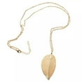 thumbnail image 4 of HOOUN Big Feather Leaf Pendant Necklace Charm Long Chain Gold Silver Trendy Fashion-Gold, 4 of 5