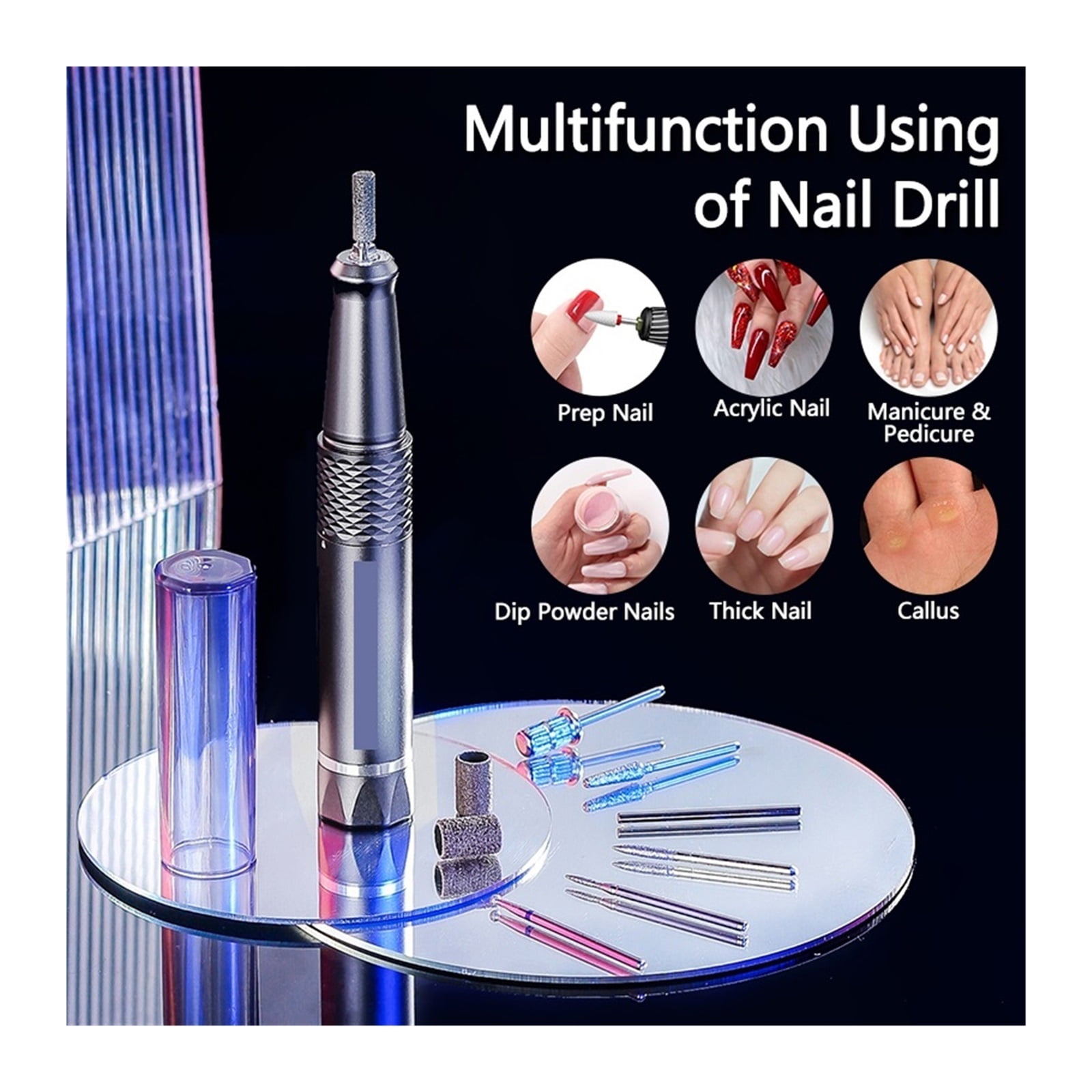 40000RPM Electric Nail Drill Machine, Professional Portable Rechargeable Nail Drill For Acrylic Gel Nails ,Low Noise