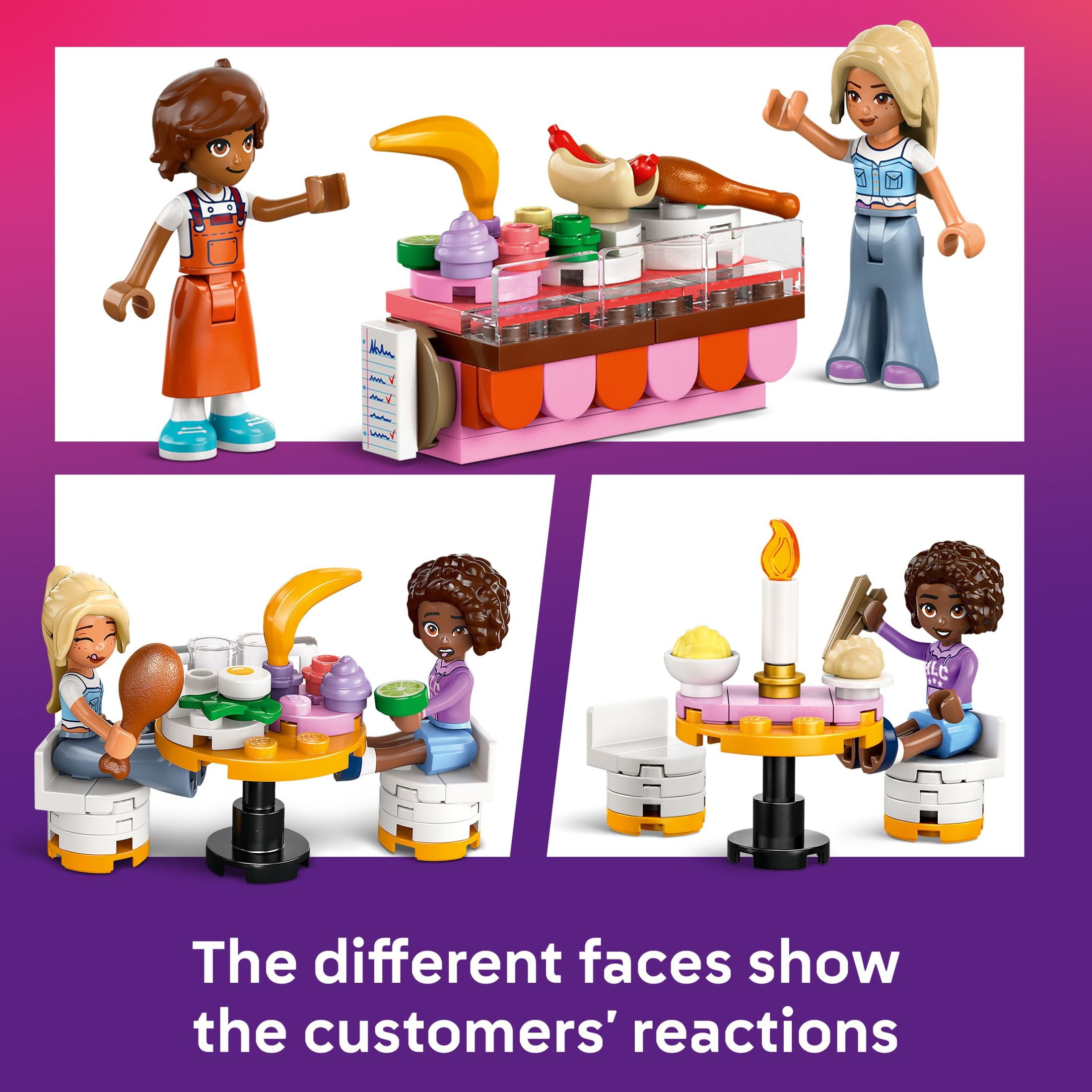LEGO Friends Restaurant and Cooking School Toy Building Set - Restaurant Pretend Play Set for Kids, Girls and Boys, Ages 8+ - with 4 Minidolls, Cat Figure, and Scooter - Birthday Gift Idea - 42655