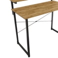 thumbnail image 6 of Castle Place Minimalist 39" Metal Computer Desk With Shelf, Light Oak, 6 of 11