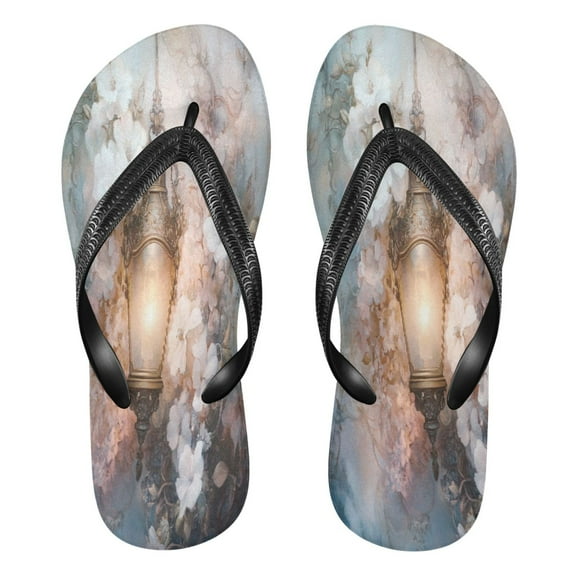 YAZAOOSummer Flip Flops Creatively Lantern with Flowers Simple Beach Sandals