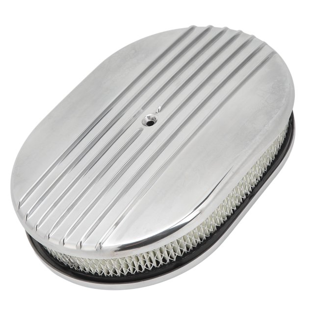 Filtro De Aire, Conjunto De Filtro De Aire De Forma Ovalada Pulida De 12 Pulgadas Con Media Aleta Para Hot Rods