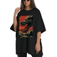 thumbnail image 4 of Plus Size Shirt for Women Black Tops for Women Short Sleeves Shirt for Women Dragon And Moon T Shirt Crewneck Shirt for Women XL, 4 of 5