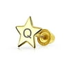 Personalized Initial Letter Q Tiny Minimalist Real 14K Gold Helix Cartilage Ear Lobe Piercing Daith Solid Star 1 Piece Stud Earring for Women Teen Screwback Custom Engraved