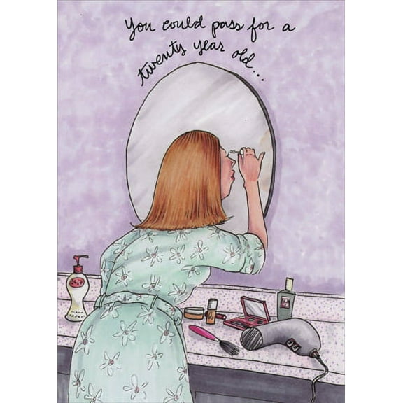 Oatmeal Studios Pass For A Twenty Year Old Funny Feminine Birthday Card for Her