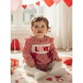 thumbnail image 5 of BemeyourBBs Newborn Baby Girl Valentines Day Outfit Gingham Plaid Bubbel Rompers Puff Long Sleeve Letters Embroidery Bow Decor Bubble Bodysuit Infant Spring Clothes, 5 of 9