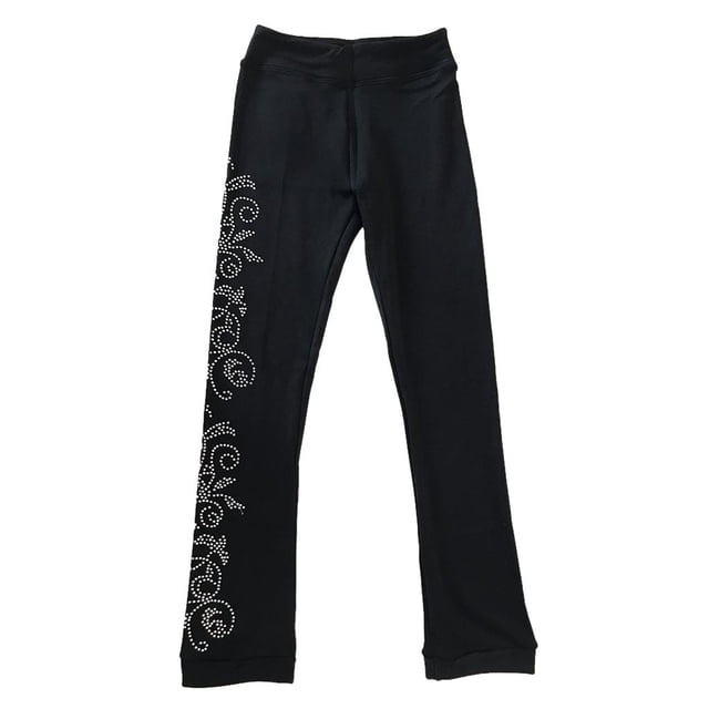 Pantalones largos de práctica de patinaje artístico sobre hielo para mujer y niña, pantalones ajustados cálidos con Flor 130 kusrkot Conjunto de pantalones de patinaje