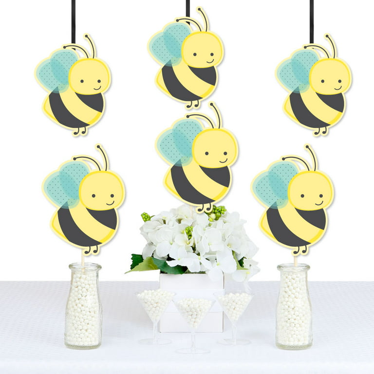 Big Dot of Happiness Little Bumblebee - Bee Baby Shower or Birthday Party  Hanging Decor - Party Decoration Swirls - Set of 40