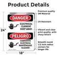 thumbnail image 2 of (2 Pack) Electrical Current Keep Away Bilingual OSHA Danger Sign, 2 of 7