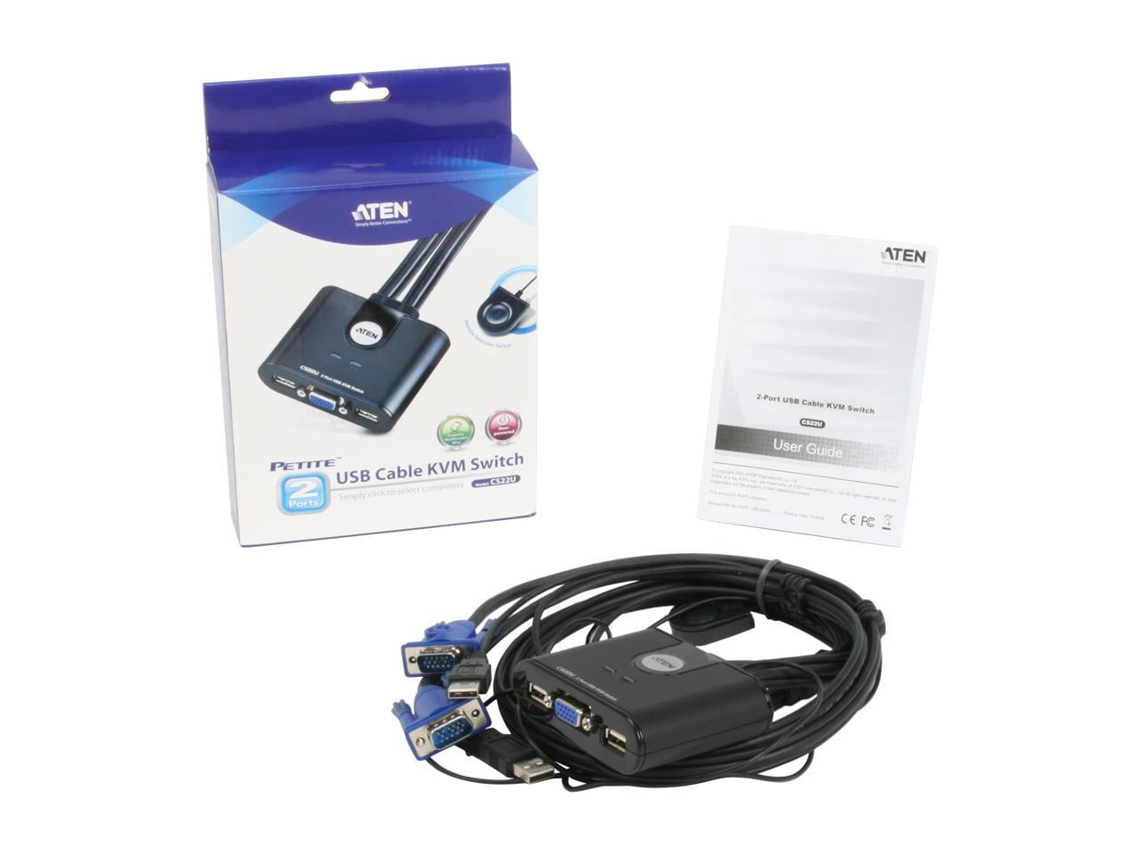 Aten 2PORT USB KVM SWITCH W/2 CABLES SUP UP TO 2048X1536